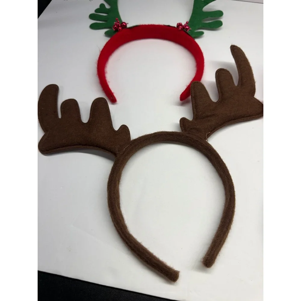 Christmas Reindeer Antler Headband Lot 4pc Holiday Party Accessories Red Green